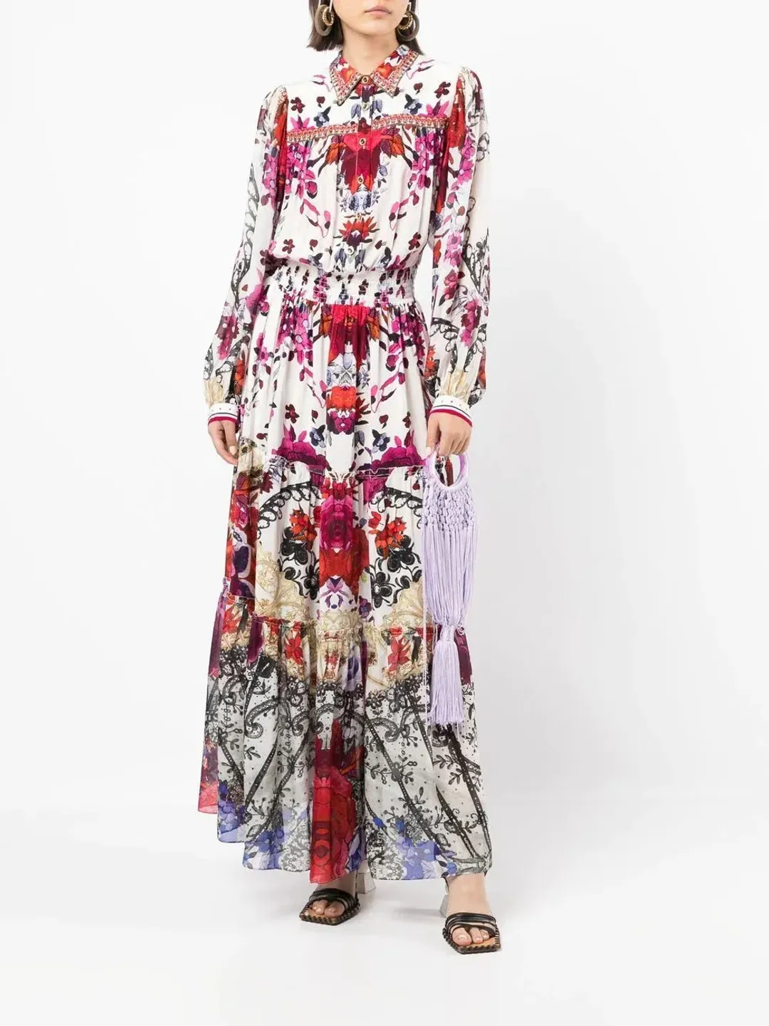 Camilla Button Through Tiered Dress Reign Of Roses Size L / Au 14 for rent on The Volte - main image