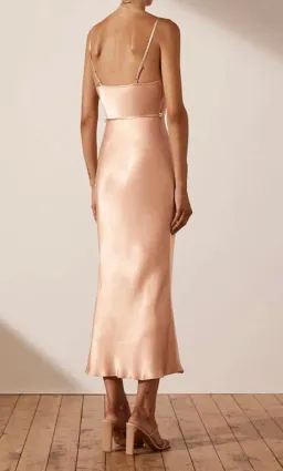 Shona Joy La Lune Bias Cowl Midi Dress Desert Rose Size 10 / M for rent on The Volte - image 3