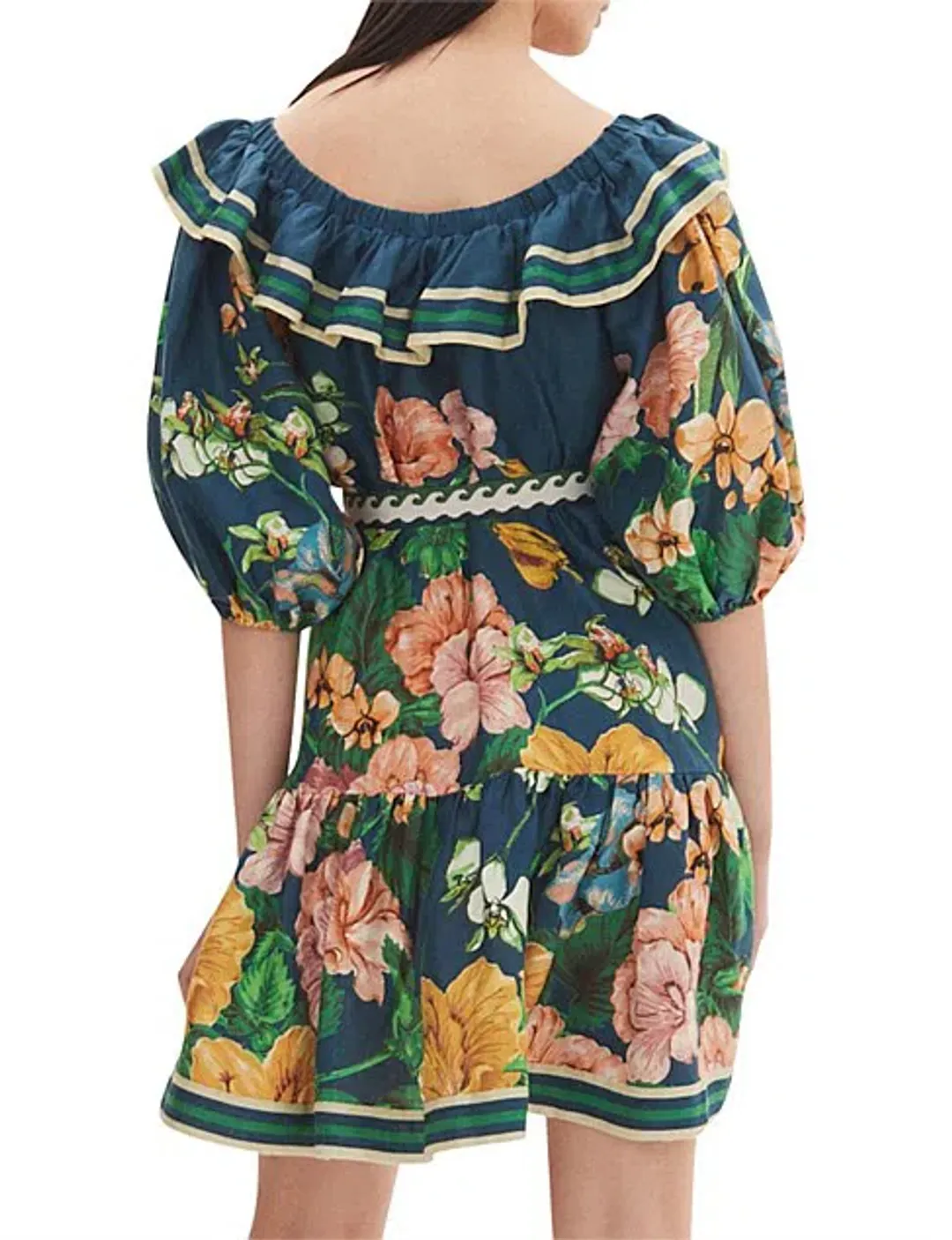 Alémais Lyla Frill Neck Mini Dress Floral Size 8  for rent on The Volte - main image