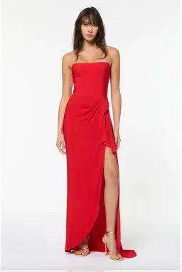 Manning Cartell Asymmetrical Games Strapless Gown Scarlet Size 8 / S for rent on The Volte - image 1