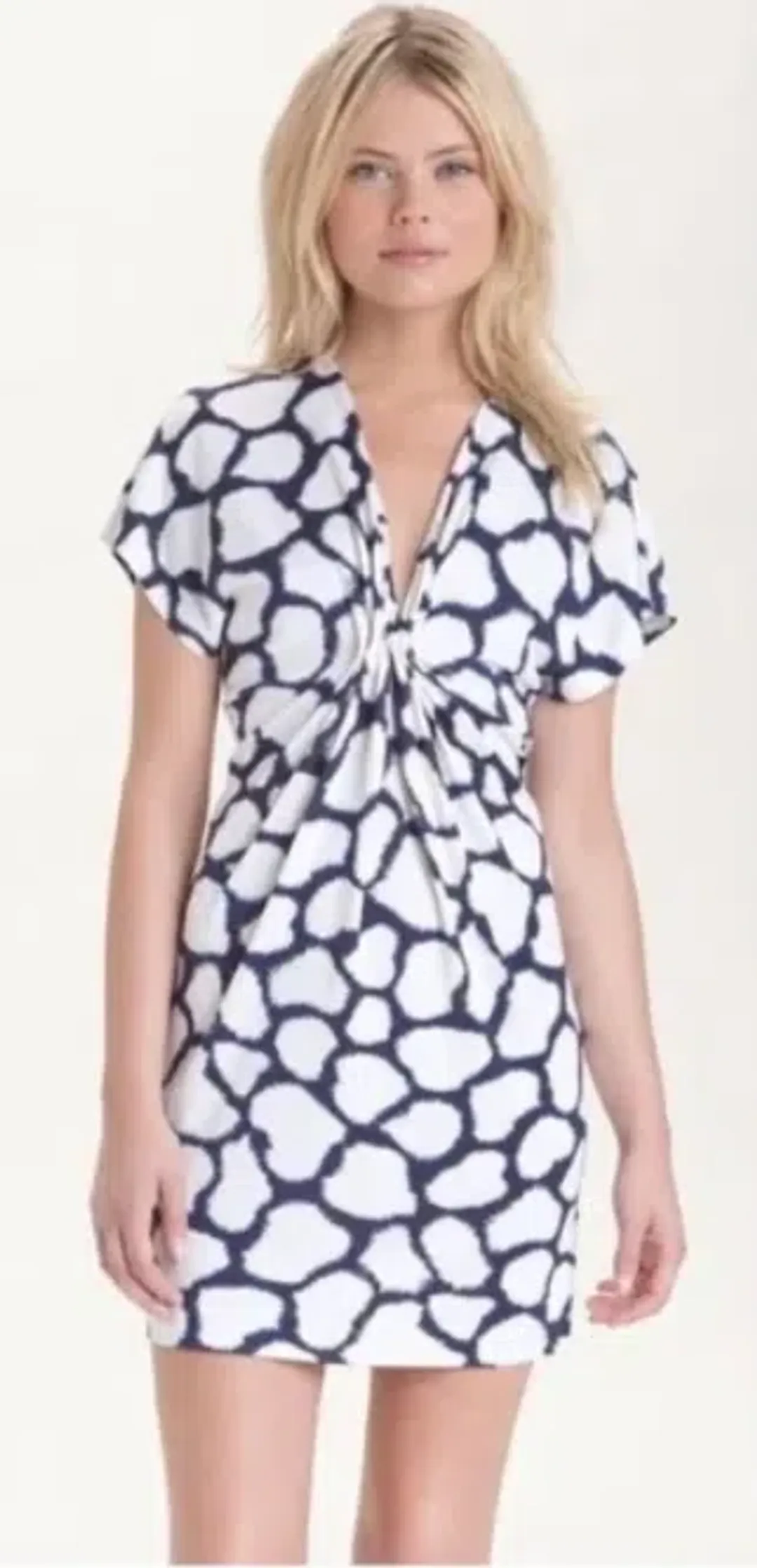 Diane Von Furstenberg Natalie Silk Twist Front Mini Dress Print Size 8 for rent on The Volte - main image