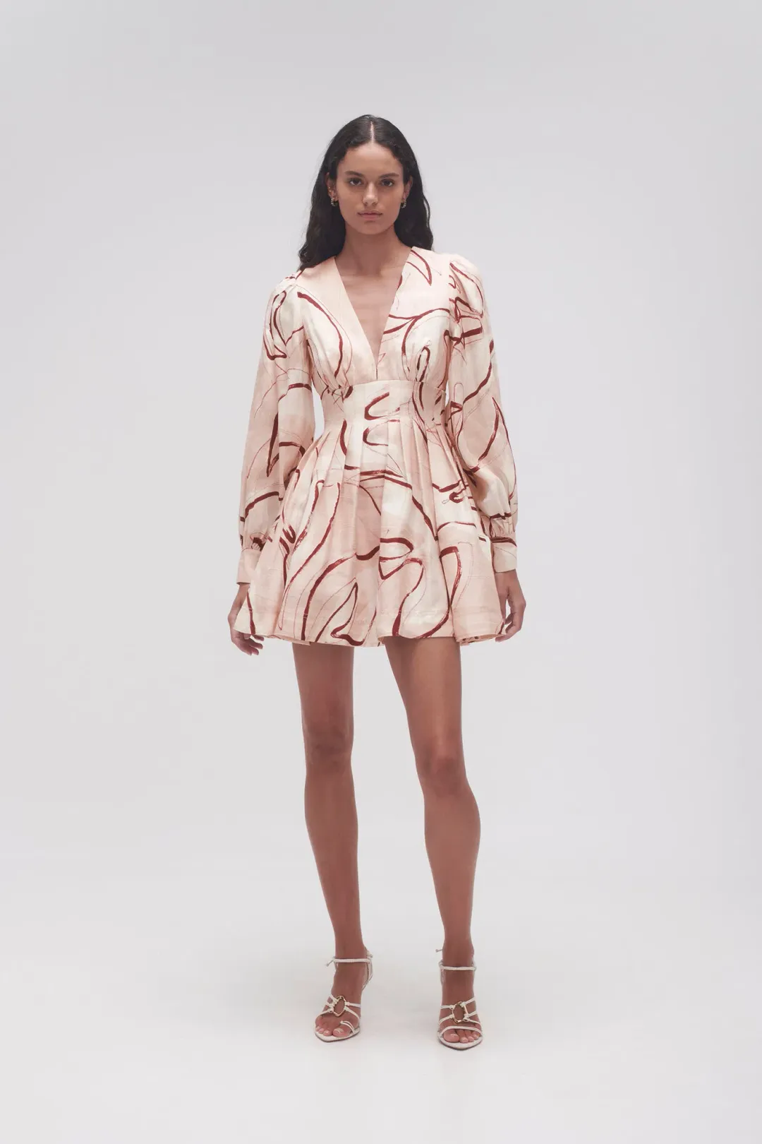 Aje Amelia Plunge Mini Dress Print Size 10  for rent on The Volte - main image