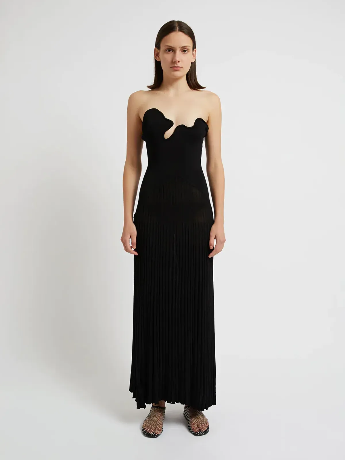 Christopher Esber Sculptured Pleated Rib Dress Black Size 10 for rent on The Volte - main image