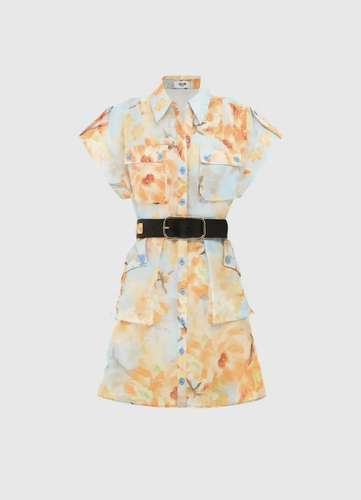 Leo Lin Frankie Pocket Shirt Mini Dress Multi Size AU 10 for rent on The Volte - main image