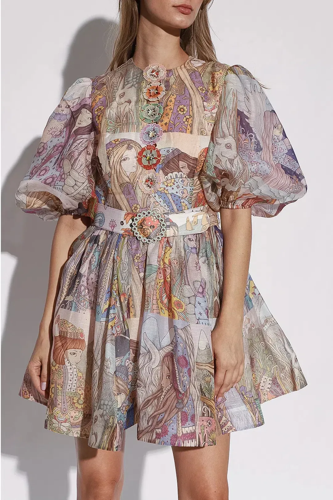 Zimmermann Kaleidoscope Puff Sleeve Mini Dress Multi Size 1 / AU 10 for rent on The Volte - main image