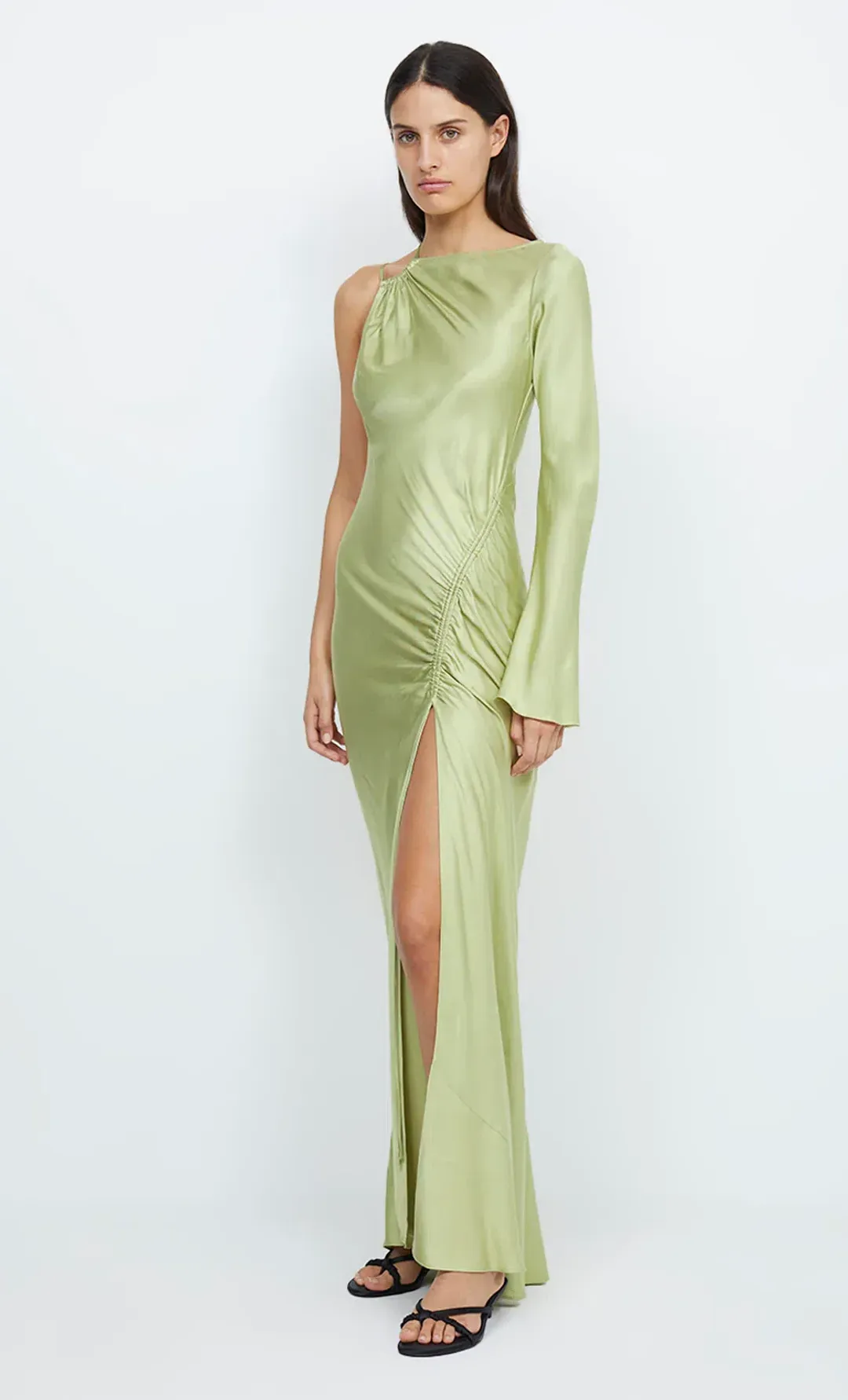 Bec & Bridge Kai Asym Maxi Dress Pear Green Size AU 8  for rent on The Volte - main image