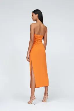By Johnny Selena Strapless Dress in Mandarin Size 12 for rent on The Volte - image 4