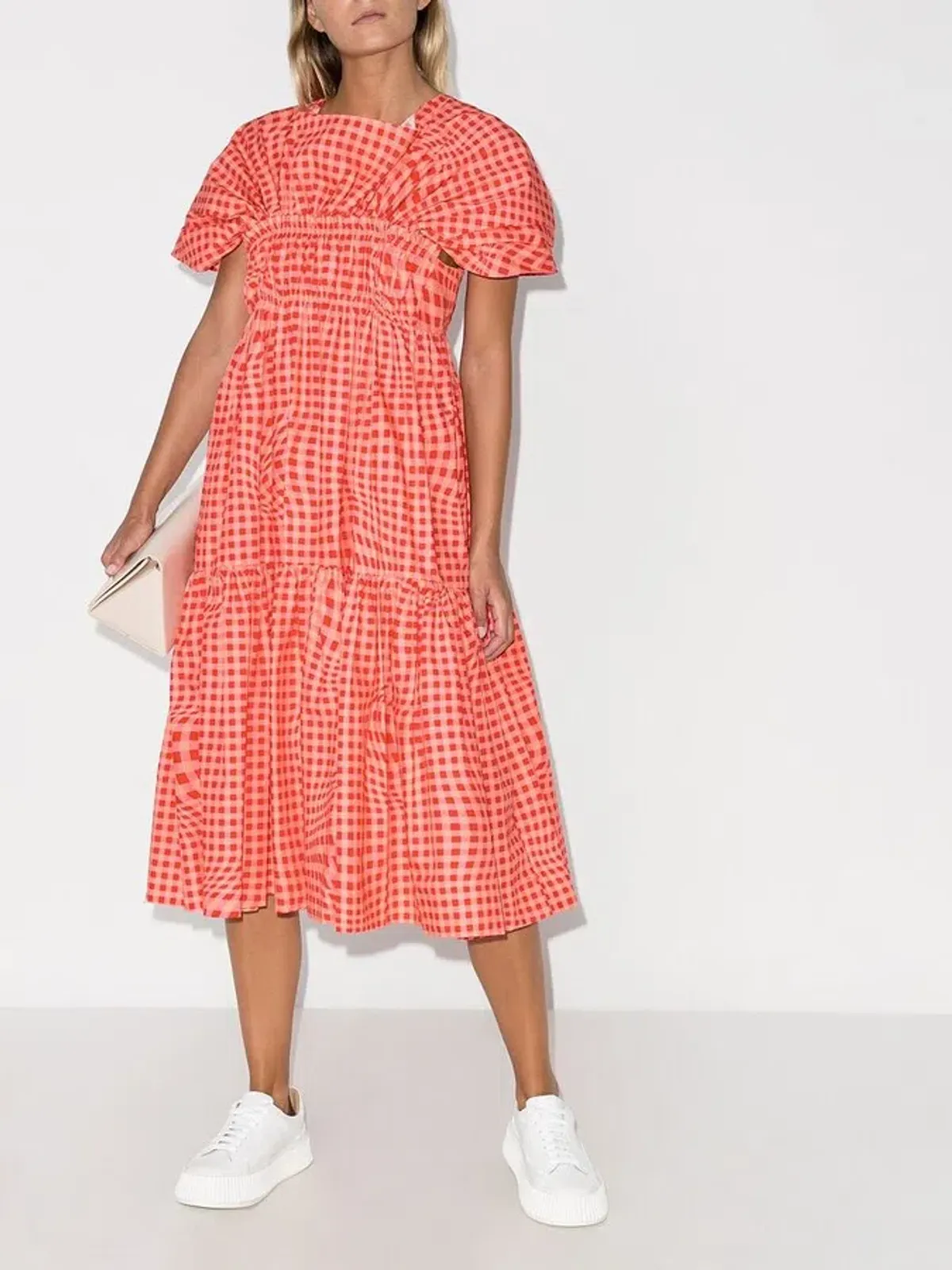 Molly Goddard Browns 50 Bo Brigham Gingham-print Midi Dress Red Size 8 for rent on The Volte - main image
