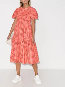 Molly Goddard Browns 50 Bo Brigham Gingham-print Midi Dress Red Size 8 for rent on The Volte - image 1