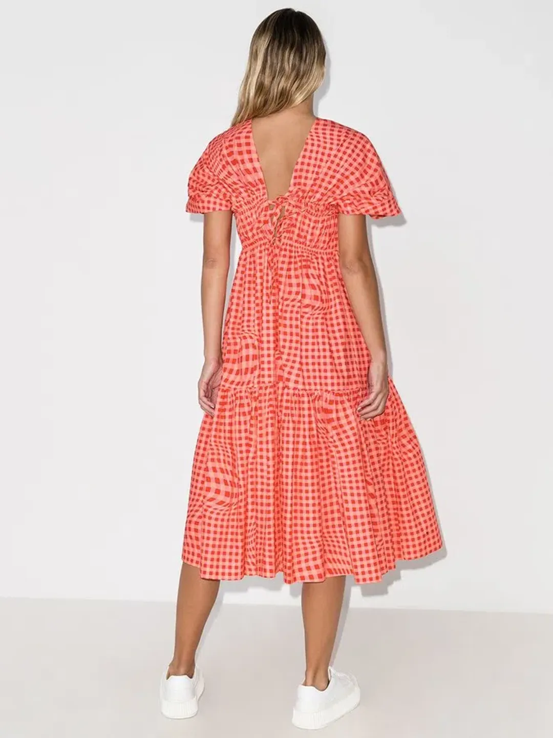 Molly Goddard Browns 50 Bo Brigham Gingham-print Midi Dress Red Size 8 for rent on The Volte - main image