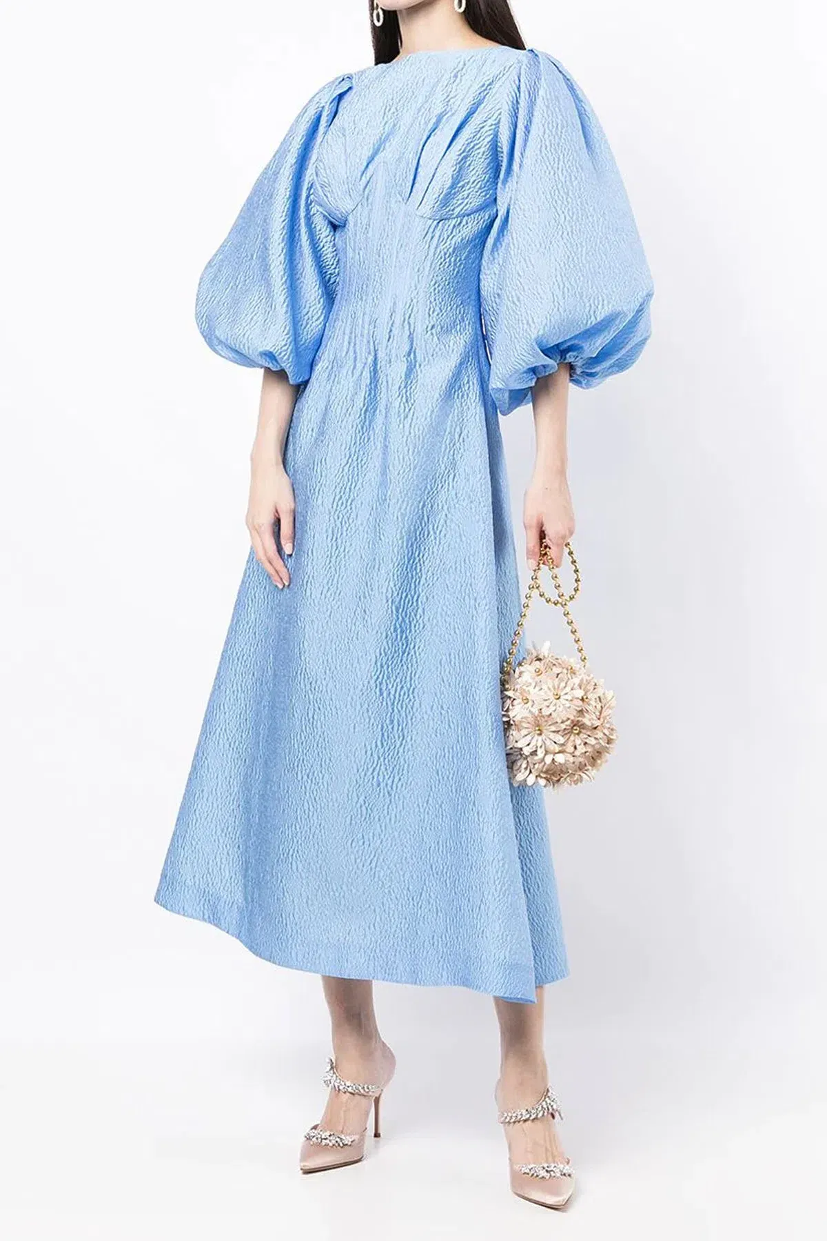 Rachel Gilbert Emiko Balloon-Sleeve Maxi Dress Blue Size 3/Au 12 for rent on The Volte - main image