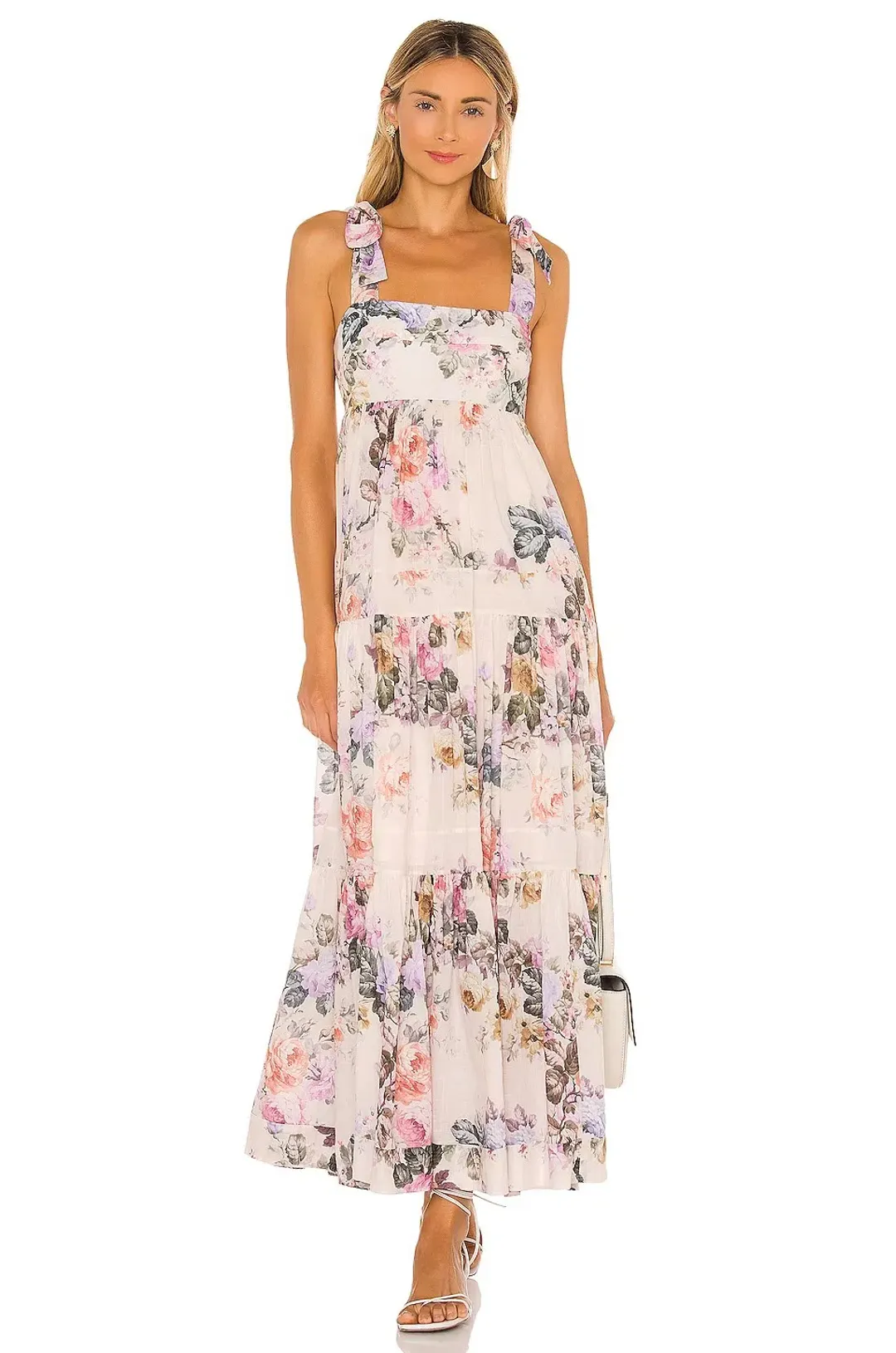 Zimmermann Brighton Tie Shoulder Dress Floral Size 0 /AU 8  for rent on The Volte - main image