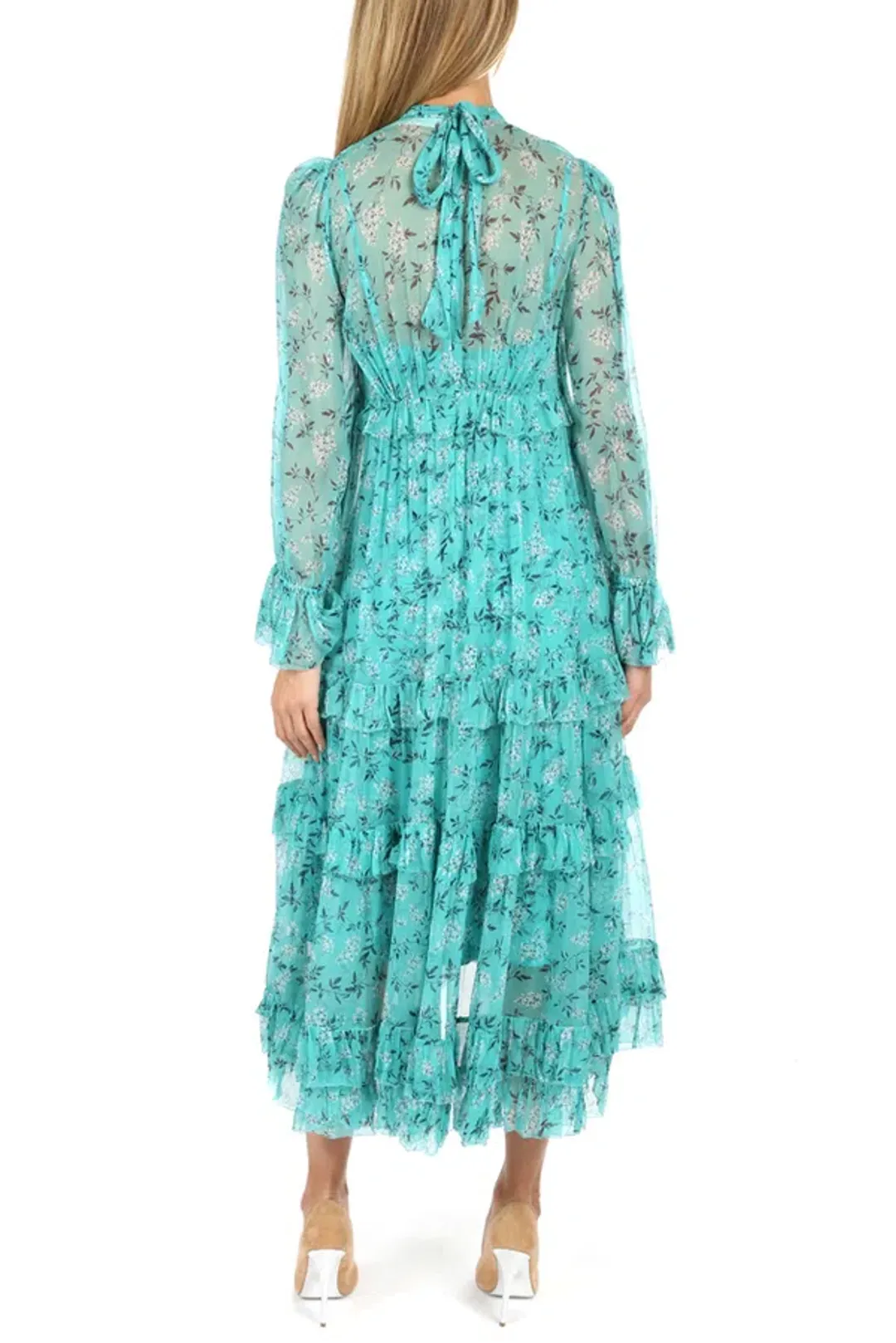 Zimmermann Moncur Gathered Frill Dress Floral Size 0 /AU 8 for rent on The Volte - main image