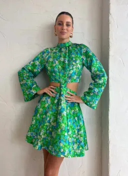 Alemais Cassandra Cut Out Mini Turquoise Size AU 8 for rent on The Volte - image 3