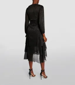 Maje Tiered Plisse Midi Dress Black Size 14 for rent on The Volte - image 2