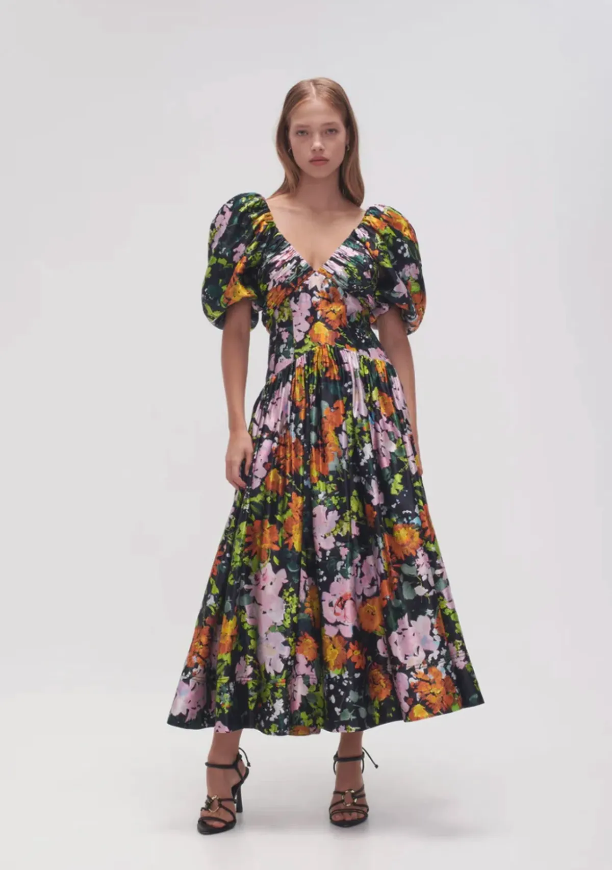 Aje Gabrielle Plunge Midi Dress Midnight Floral Size 14 / XL for rent on The Volte - main image