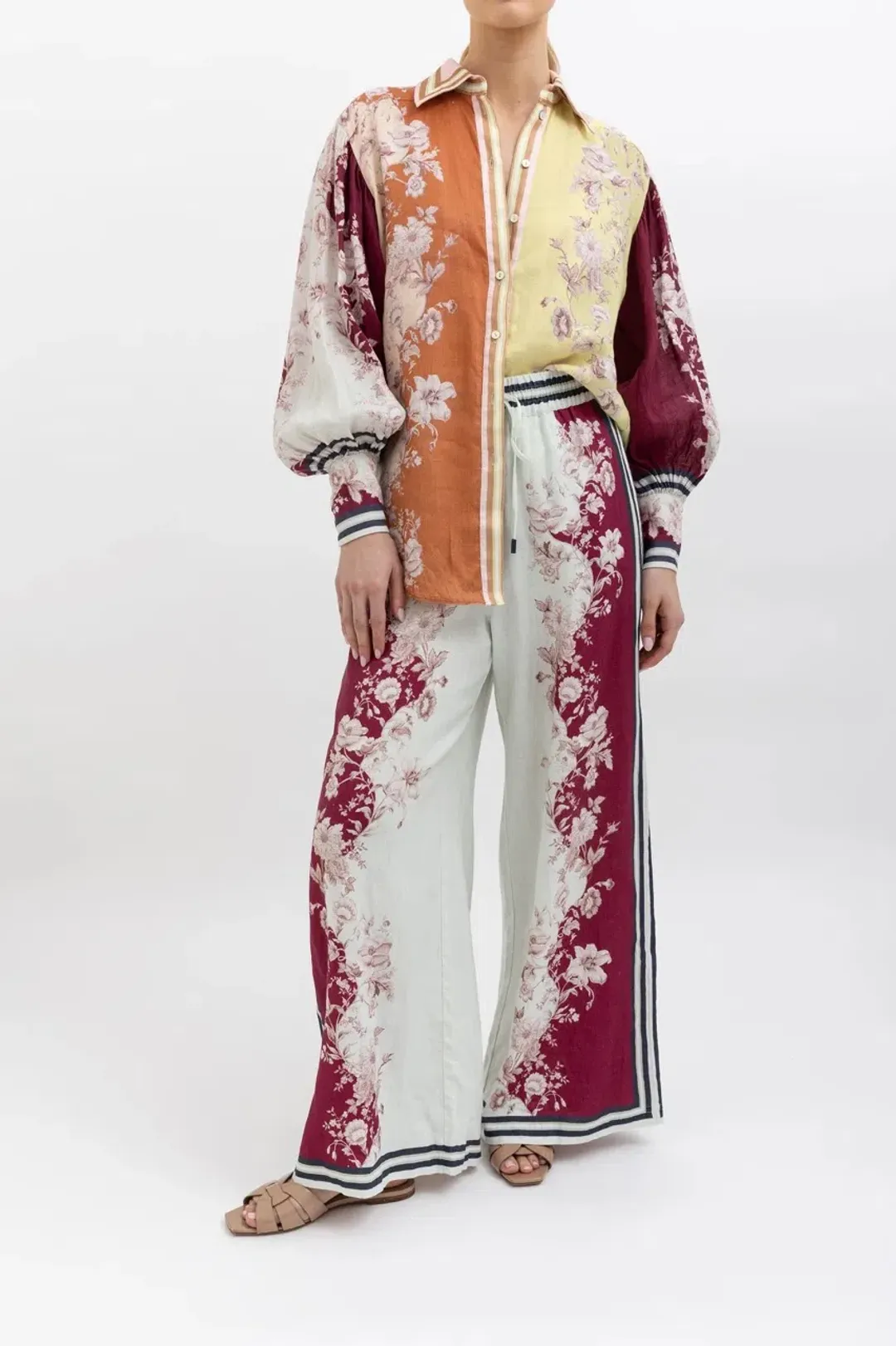 Alemais Marlow Shirt and Pant Set Floral Size AU 10 for rent on The Volte - main image