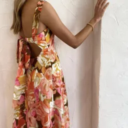 Acler Tate Midi Dress Pink Bouquet Size 12 for rent on The Volte - image 3