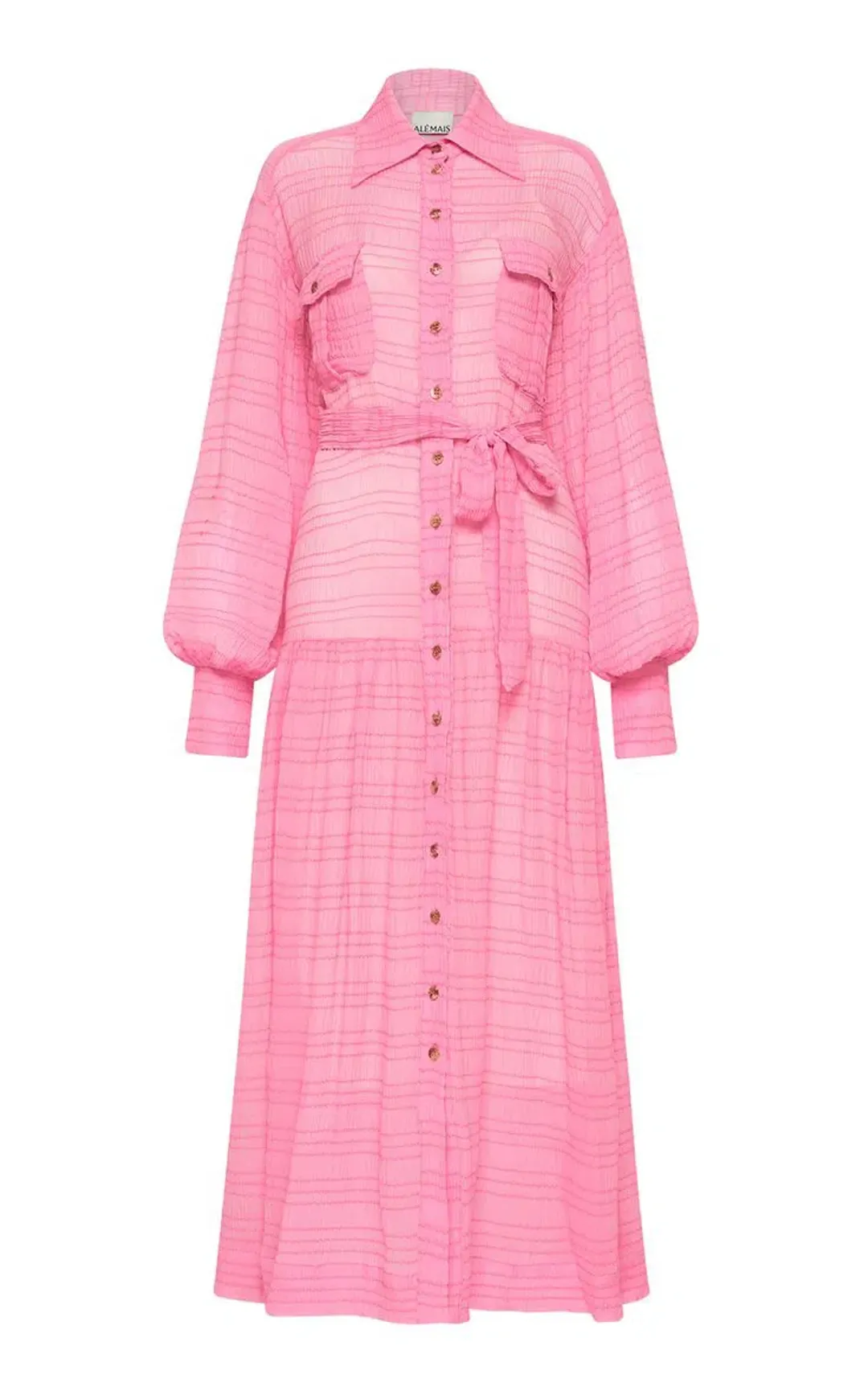 Alemais Antonella Silk Embroidered Shirt Maxi Dress Pink Size 10 AU for rent on The Volte - main image