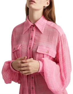 Alemais Antonella Silk Embroidered Shirt Maxi Dress Pink Size 10 AU for rent on The Volte - image 10