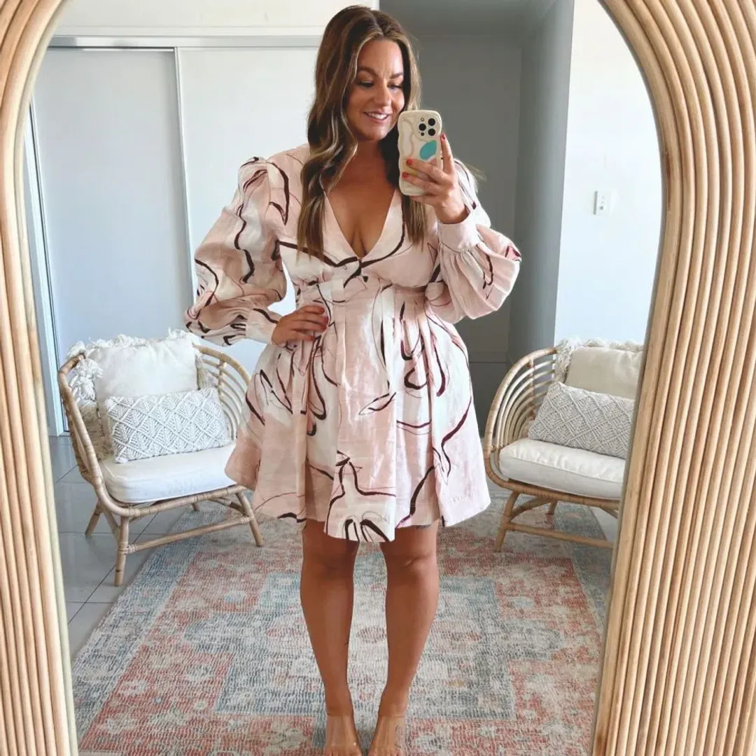 Aje Amelia Plunge Mini Dress Print Size 16 / 2XL for rent on The Volte - main image