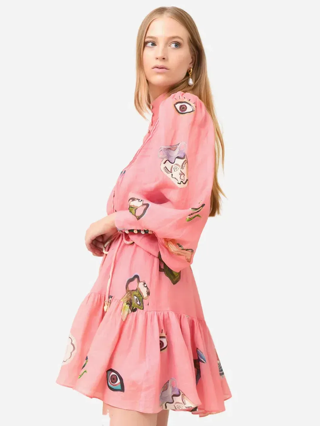 Alemais Cleo Smock Mini Dress Pink Size 8 AU for rent on The Volte - main image