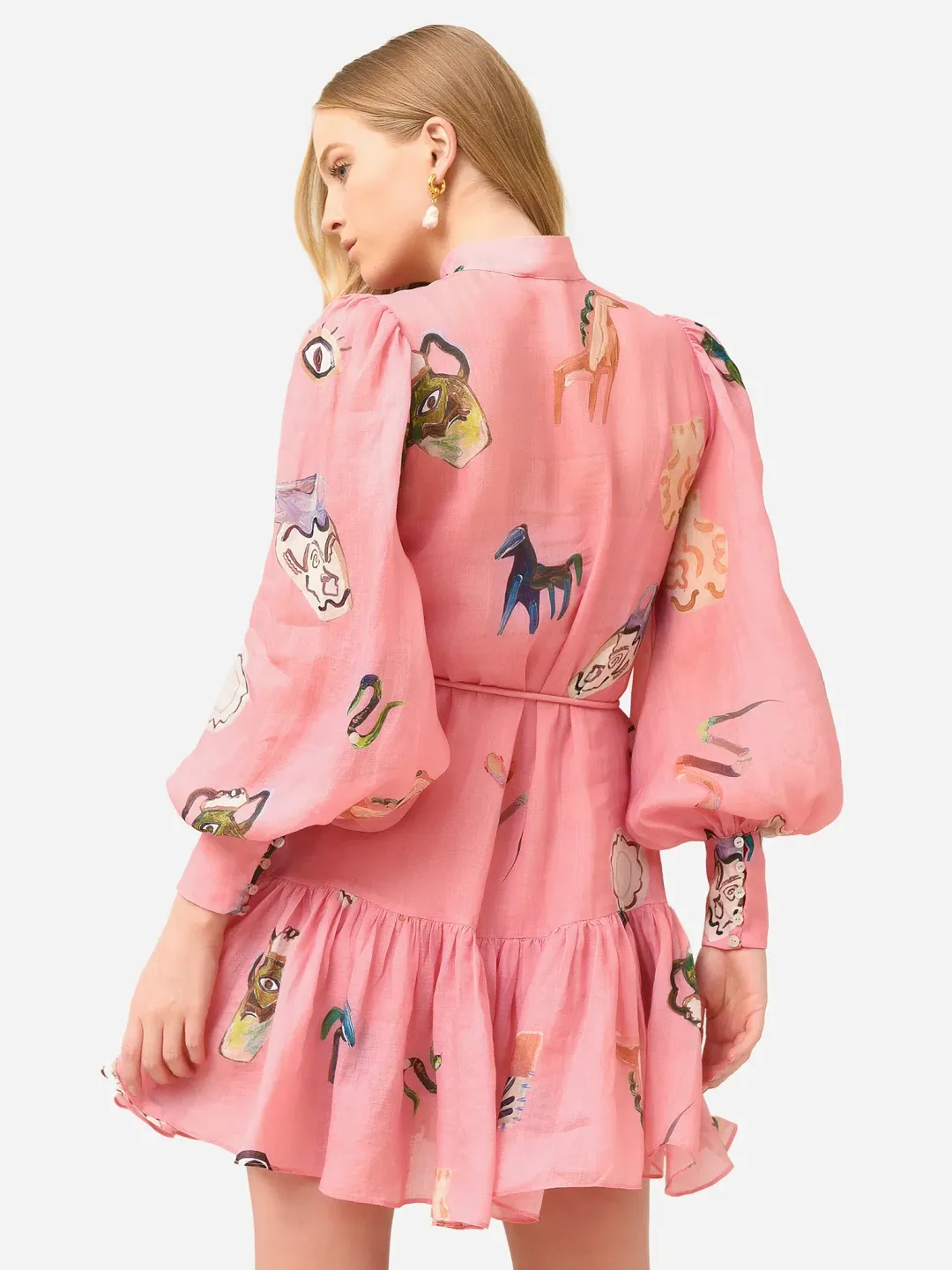 Alemais Cleo Smock Mini Dress Pink Size 8 AU for rent on The Volte - main image