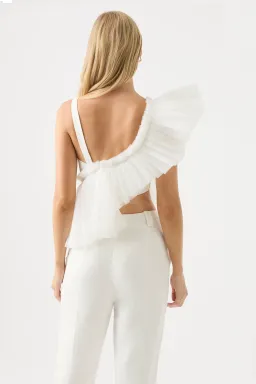 Aje Orbit Sculptural Pleated Top White Size 10 for rent on The Volte - image 2