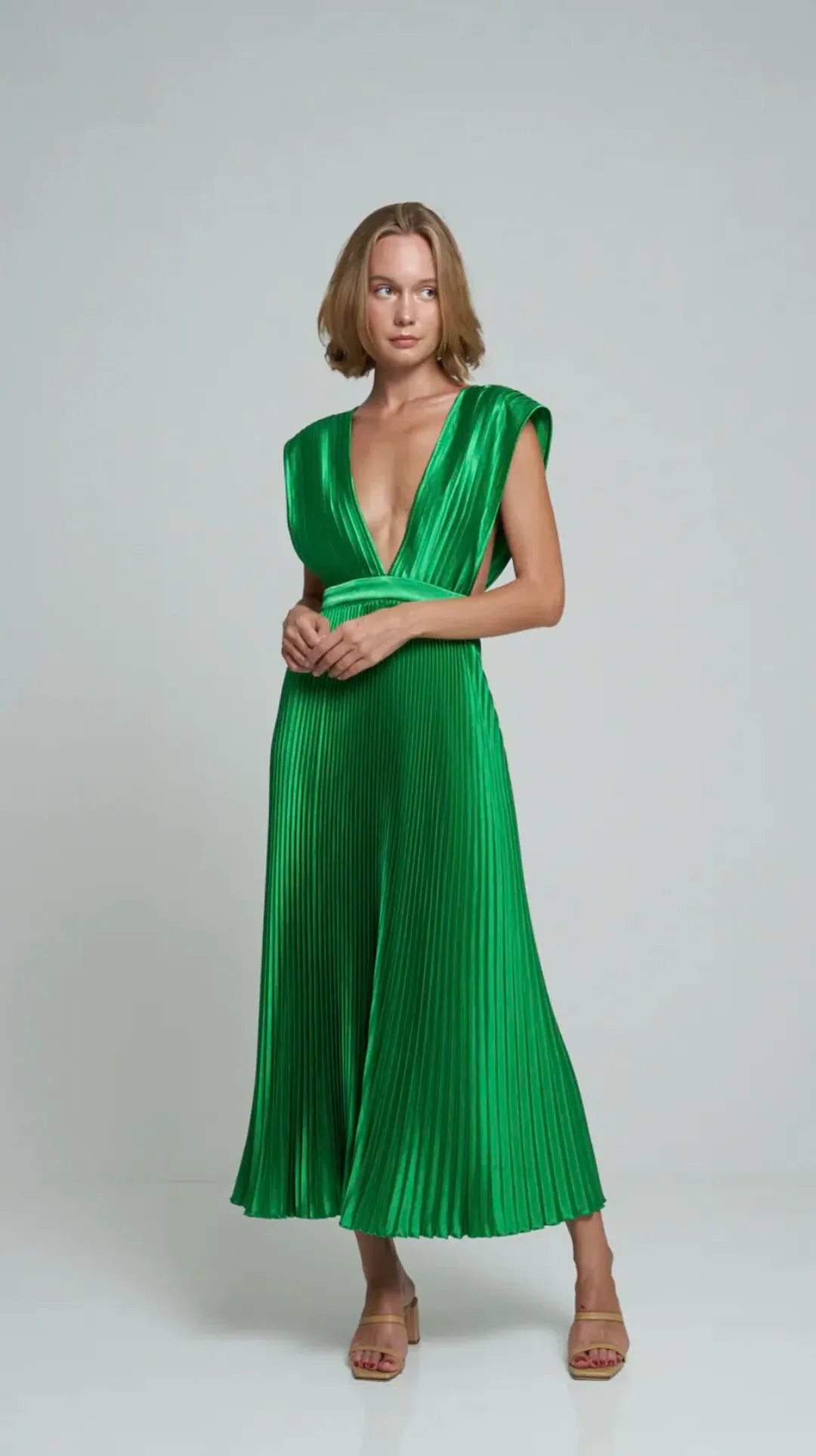 L’Idee Gala Gown Bright Green Size 10 for rent on The Volte - main image