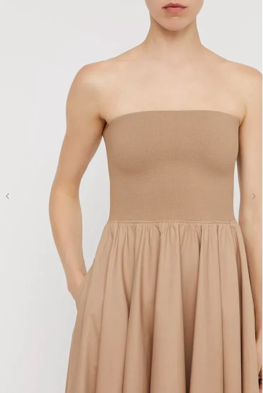 Scanlan Theodore Crepe Knit Cotton Strapless Dress Nude Size 8 for rent on The Volte - main image