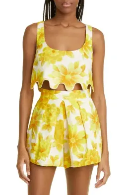 Alemais Sonny Sculpt Crop Top and Shorts Mini Set Floral Lemon Size 8 for rent on The Volte - image 8
