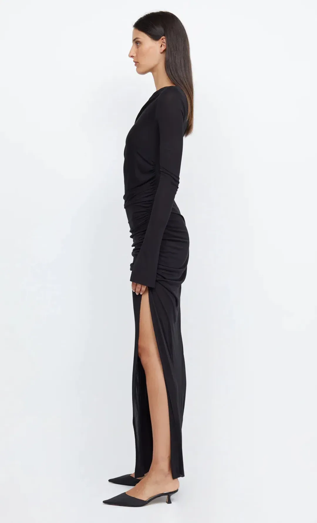 Bec & Bridge Monette Asym Asymmetrical Long Sleeve Maxi Dress In Black Size AU 10 for rent on The Volte - main image