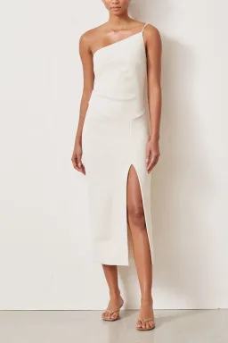 Bec & Bridge Dominique Asymmetric Midi Dress Cream Size AU 10 for rent on The Volte - image 1
