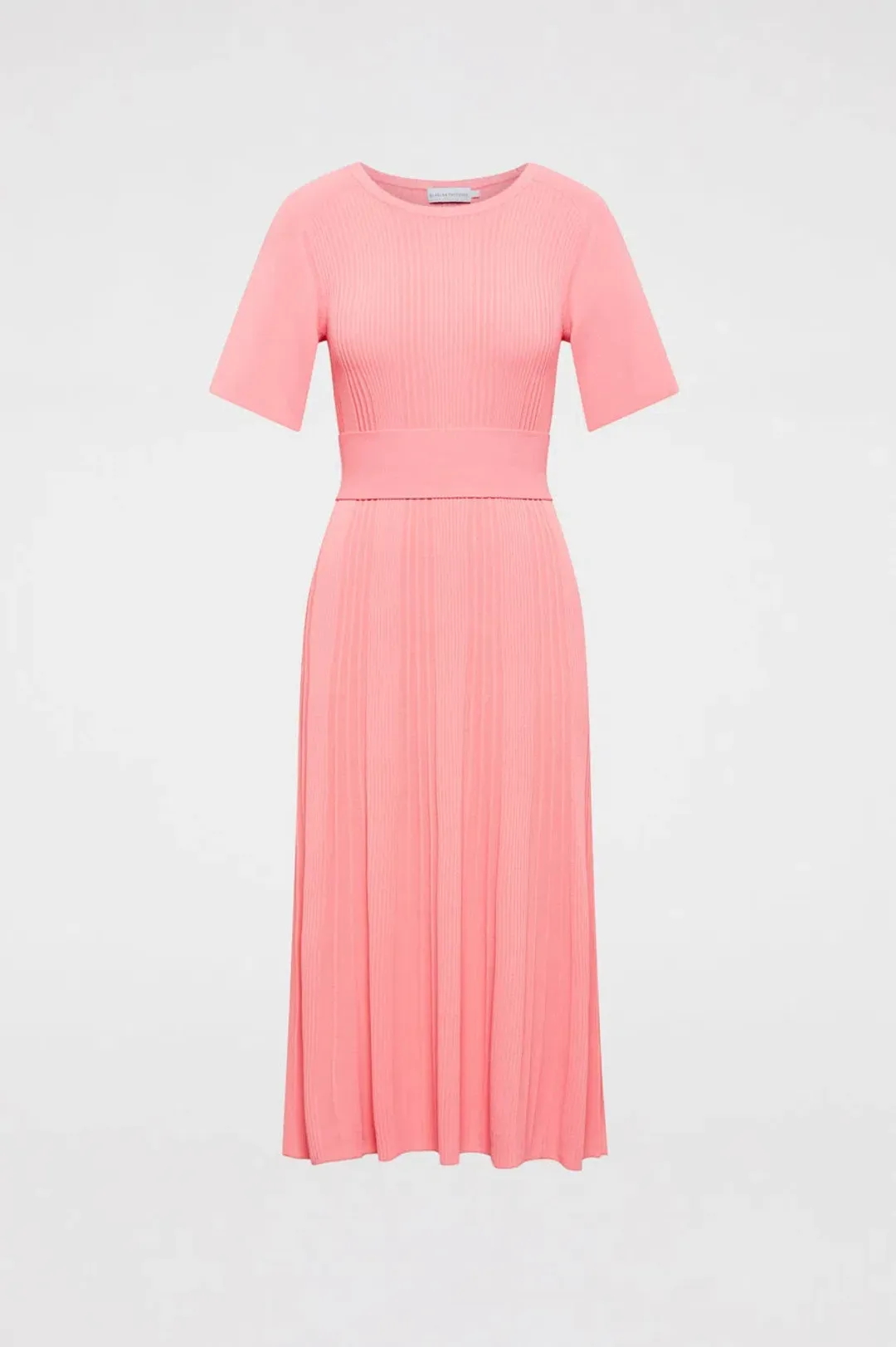 Scanlan Theodore Pleated Ribbed Draped Sleeve Dress in Peach Size S/Au 8  for rent on The Volte - main image