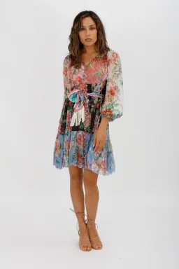 Zimmerman Bellitude Spliced Short Dress Multi Colour Floral Print Size 0/Au 8 for rent on The Volte - image 3