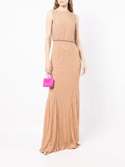 Rachel Gilbert Ada Gown Crystal-embellished Beige Size AU 12 for rent on The Volte - image 1