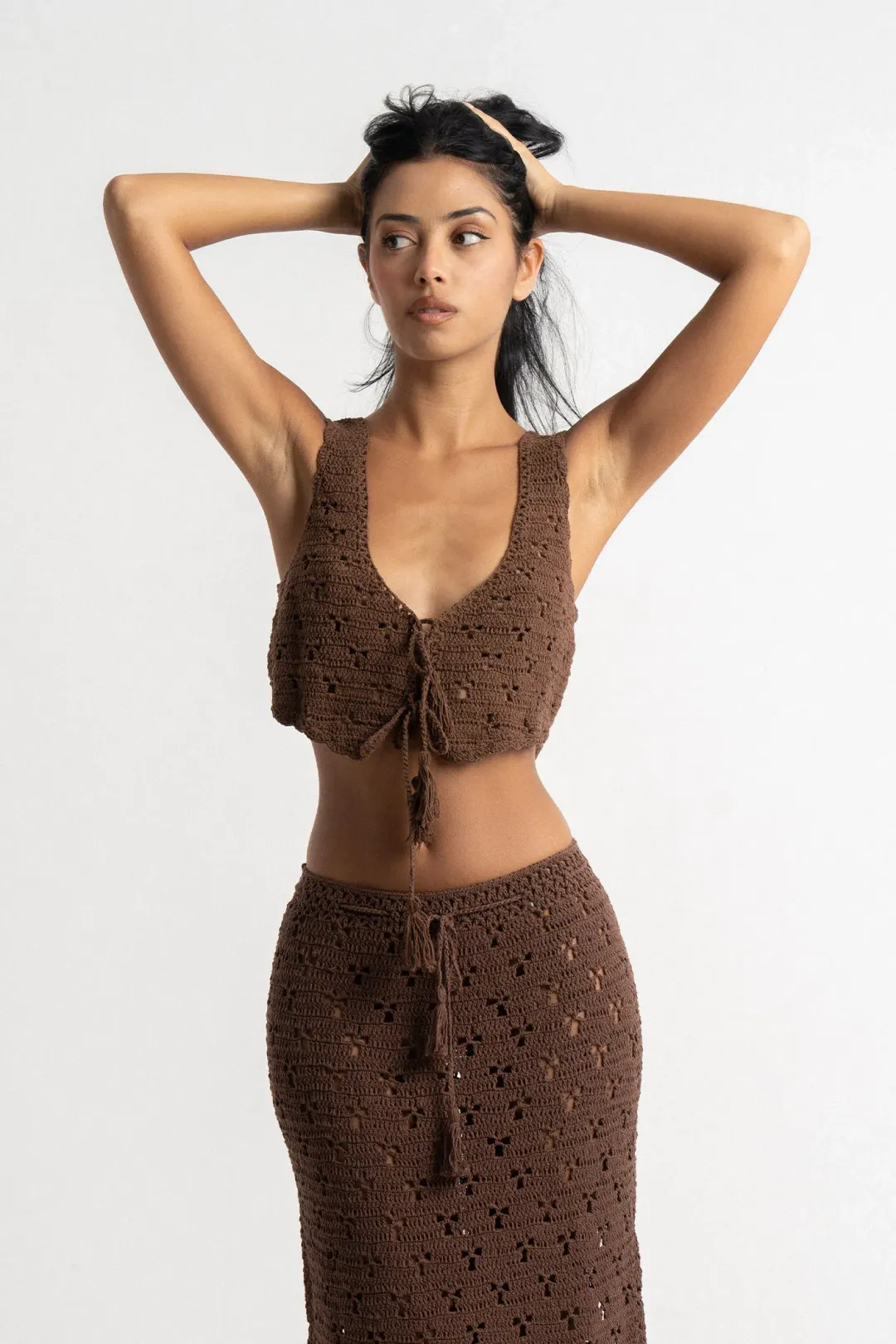 Isabelle Quinn Hazel Crop and Maxi Skirt Set Brown Size 8 for rent on The Volte - main image