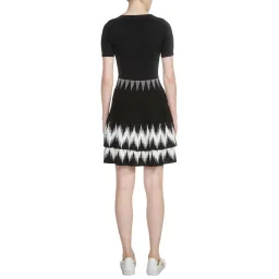 Maje Ralia Knit Ruffle Skater Dress Black/White Size 1 / Au 8 for rent on The Volte - image 2