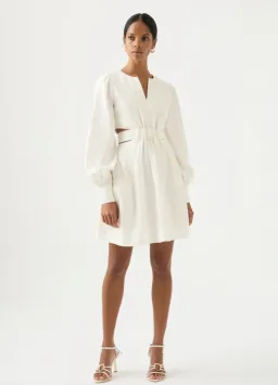 Aje Spectral V Neck Dress Ivory Size 10 / M for rent on The Volte - image 1