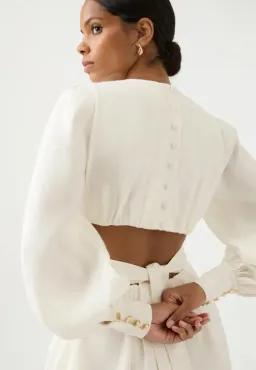 Aje Spectral V Neck Dress Ivory Size 10 / M for rent on The Volte - image 3