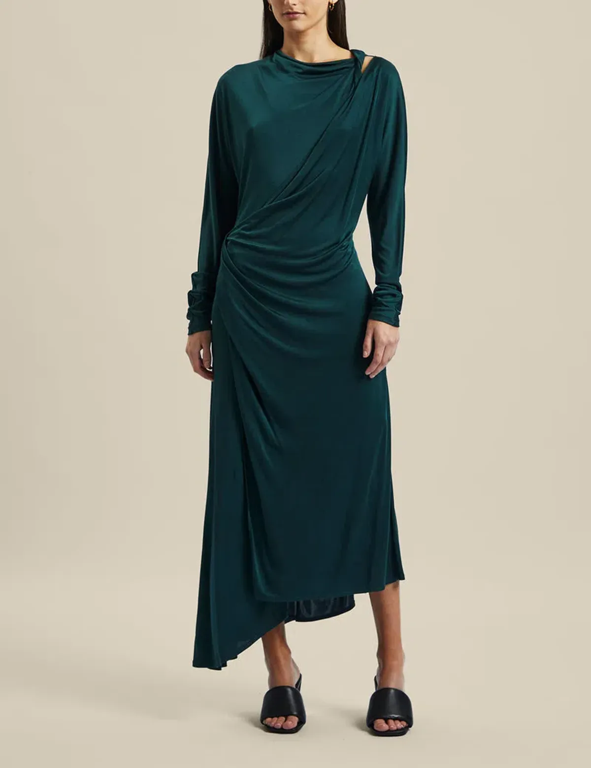 Ginger & Smart Coalesce Twist Front Dress Forest Green Size XS / Au 6 for rent on The Volte - main image