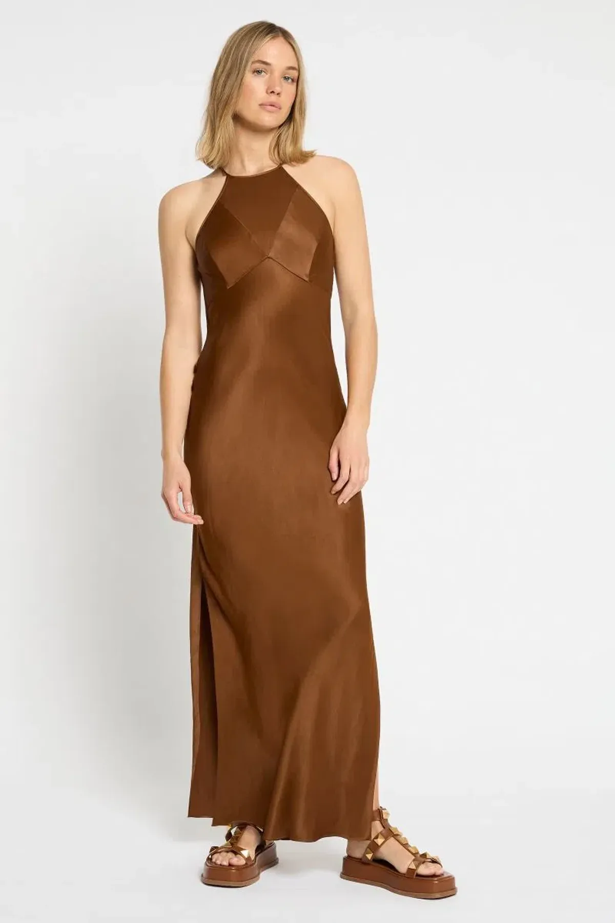 Sass and Bide Occasional Mix Dress Brown Size AU 6 for rent on The Volte - main image