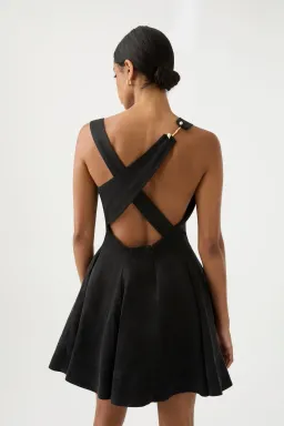 Aje Liberty Asymmetric Mini Dress Black Size AU 6 for rent on The Volte - image 2