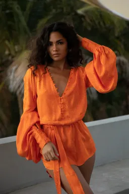 Rat & Boa Harlequin Dress Orange Size AU 6 for rent on The Volte - image 1