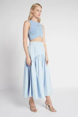 Aje Cosmos Drawstring Midi Skirt Blue Size AU 6 for rent on The Volte - image 1