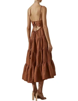 Shona Joy Elsa Tiered Midi Dress Brown Size AU 10 for rent on The Volte - image 3
