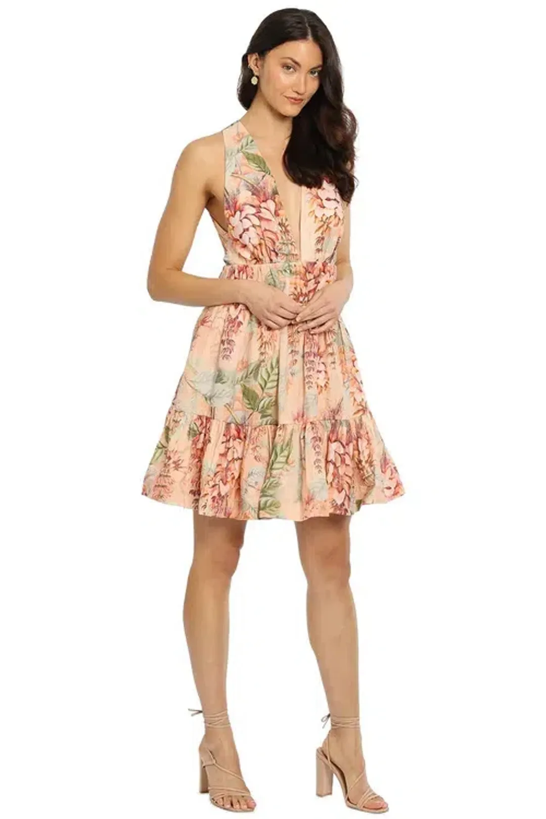 Zimmermann Candescent Plunge Neck Mini Coral Tree Print Size 1 / AU 10 for rent on The Volte - main image