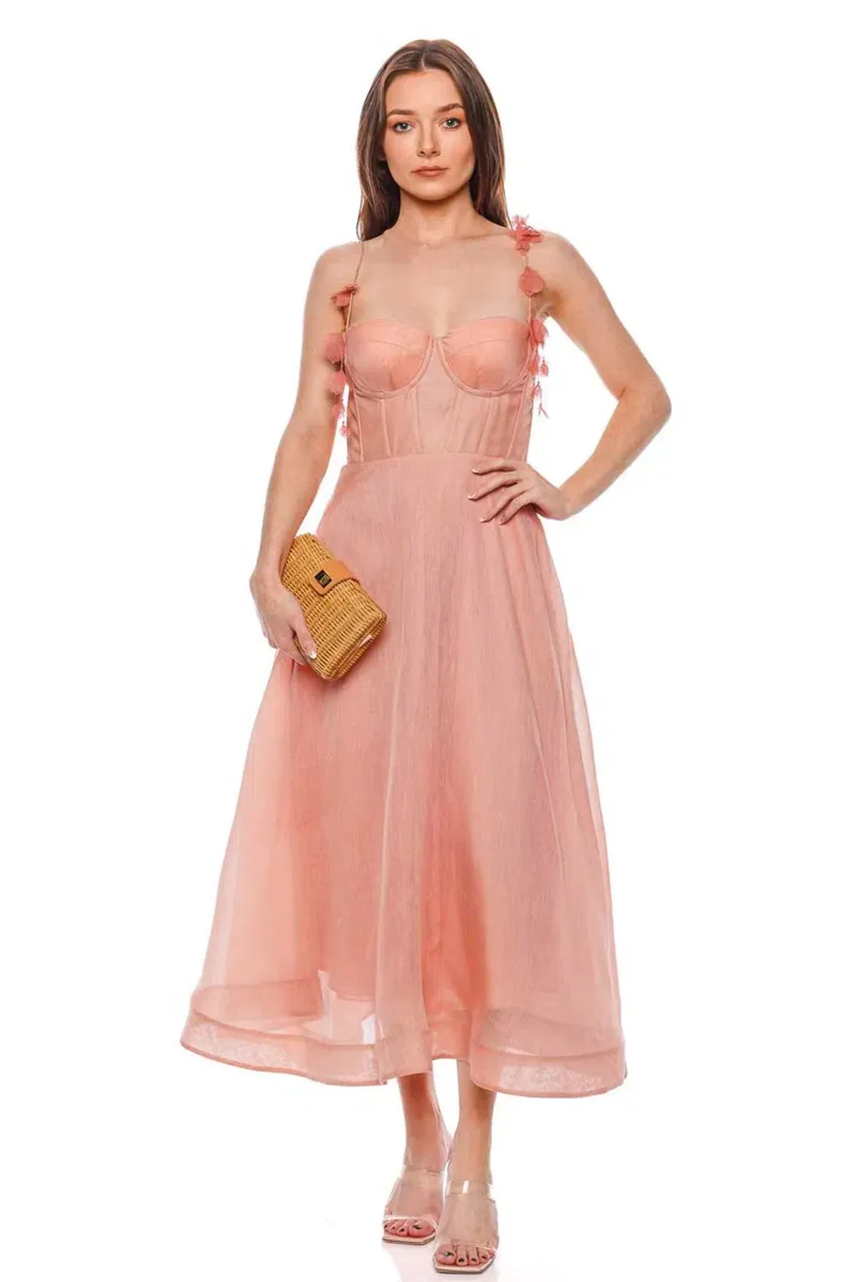 Zimmermann Wonderland Midi Corset Dress Dusty Pink Size 1 / AU 10 for rent on The Volte - main image