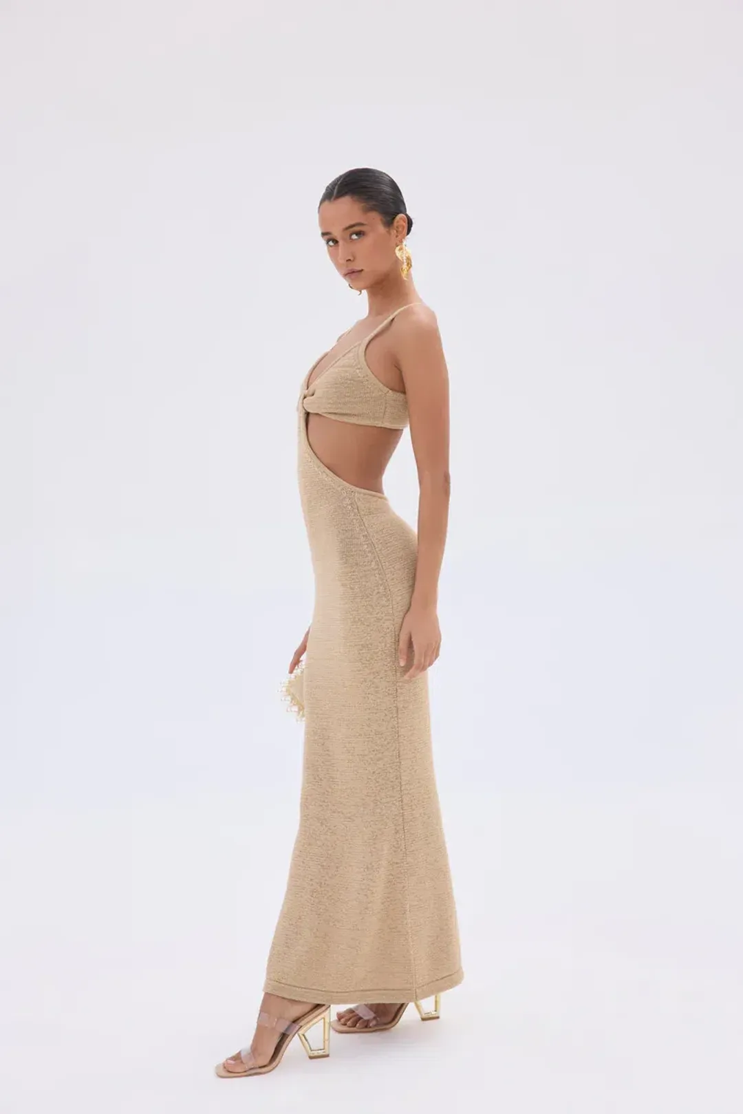 Cult Gaia Serita Knit Dress in Sand Size AU 10  for rent on The Volte - main image