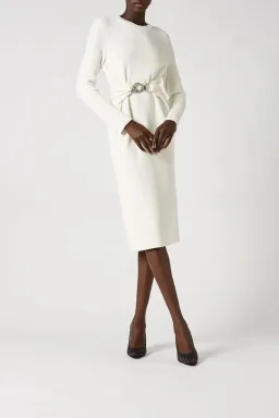 Scanlan Theodore Crepe Knit Belted Dress White Size XS / AU 6 for rent on The Volte - image 2